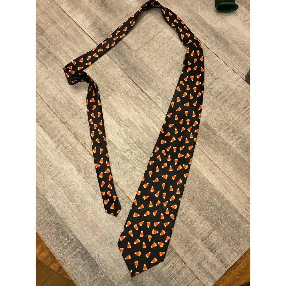 Candy Corn Black Halloween Neck Tie‎
